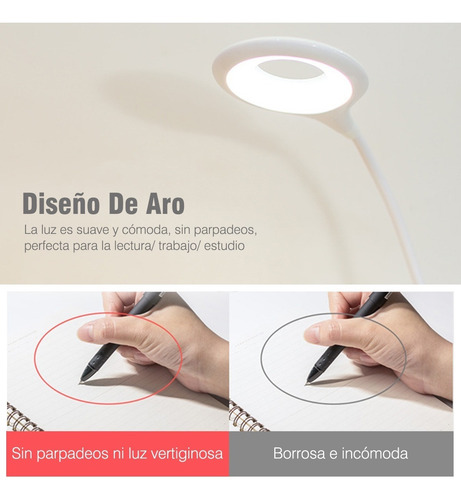 Imagen 6 de 7 de Lámpara Flexible De Escritorio Con Clip Recargable Ajustable