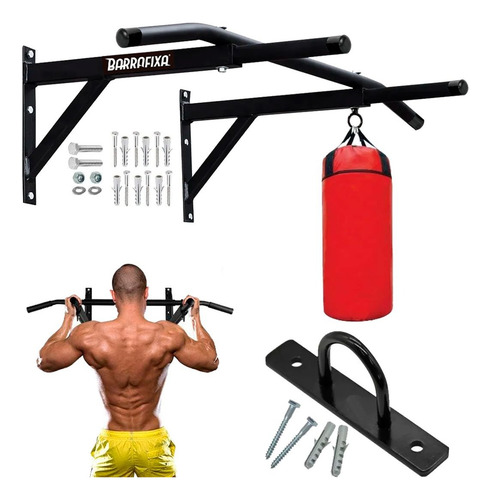 Barra Fixa Paralela Multifuncional Musculação Completa Taf Cor Preto