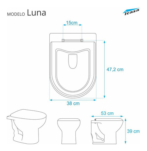 Tampa De Vaso Luna Branco Para Bacia Icasa