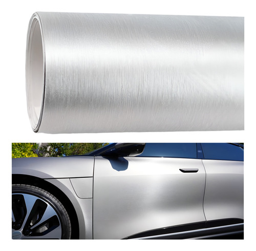 Vinil Automotriz Cepillado Plata Metal Brushed, 60 Cm X 3 Mt