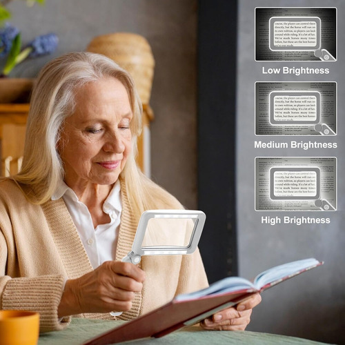 Lupa Recargable De 4x Para Lectura, Con 10 Luces Led