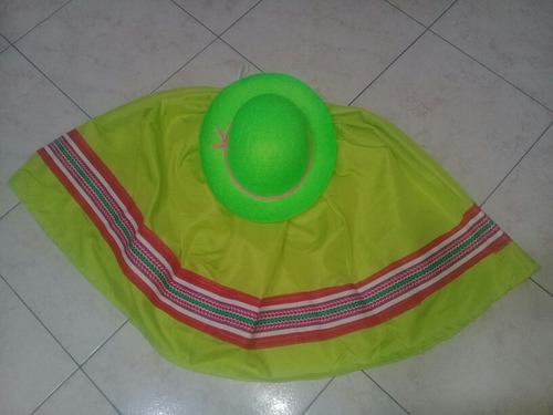 Pollera Verde Manzana Con Sombrero Coya 