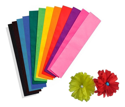 Papel Crepe Colores 200 X 50 Cm Resma X10 Unidades Pack