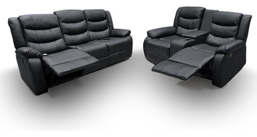 Sofás Reclinável Hollywood Aquecimento Massagem Pu Preto