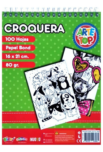 Croquera 1/2 Oficio 16x21 Cm Arte Top 80 Gr