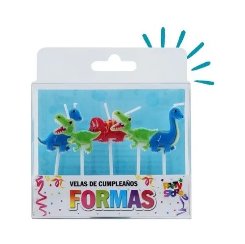 comprar Party Store - Set Velas Forma Dinosaurio Dino X 5 Cotillón 