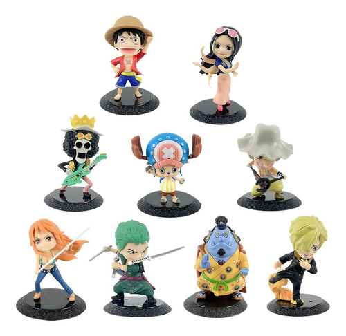 Figuras One Piece Set X9 Banda Mugiwaras Luffy Zoro Jinbe 