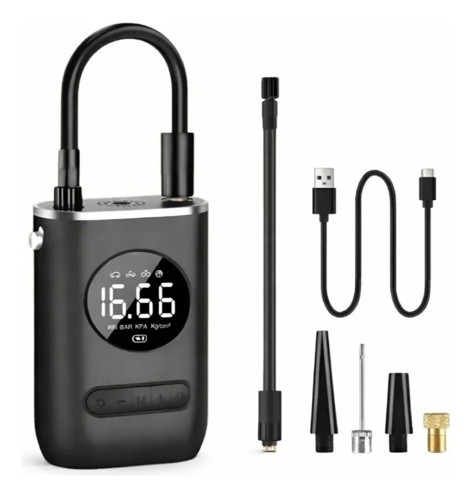 Mini Compressor Ar Portátil Digital Usb Pneu Carro Moto
