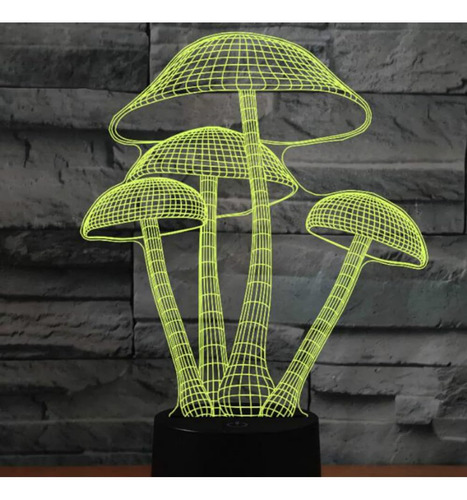 Jinnwell 3d Mushroom Night Light Lamp Illusion 7 Color Chang