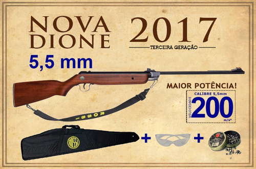 Nova Carabina Rossi Dione 5,5mm Madeira 2017 + Acessórios