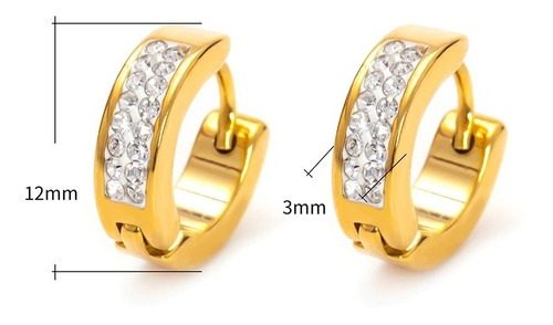 Imagen 2 de 2 de Aros Baño Oro Dorado Zircon Elegante Para Dama