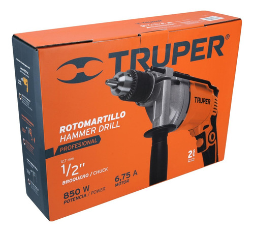 Taladro Rotomartillo Profesional 850 W Broquero 1/2 6.75 A