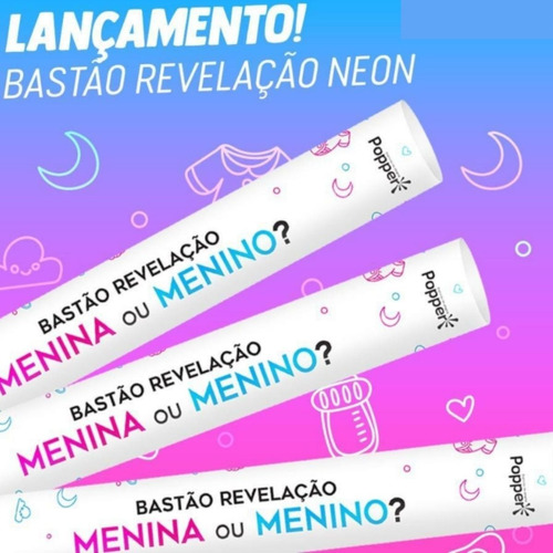 Bastão Chá Revelação Neon Kit C/2 Rosa Chá Revelação Menina