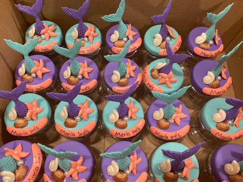 Imagen 5 de 5 de 30 Frascos 8cm Dulceros Sirena Con Nombre Personalizado