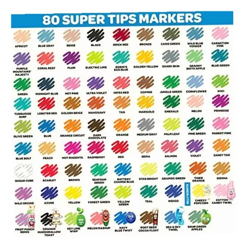 Crayola Super Tips Marker Set, 43 Unique Colors, Doubles of