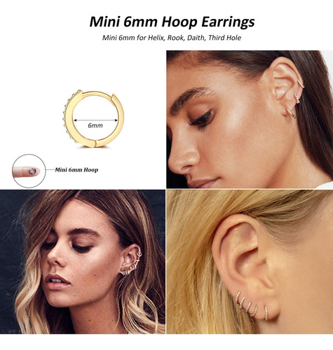 Aretes De Aro De Plata Hipoalergénicos 3 Pares Pequeños