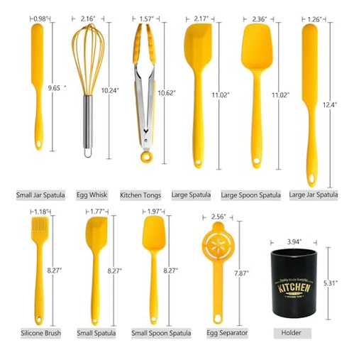 Juego De 11 Espátulas De Silicona Para Cocina Con Soporte De