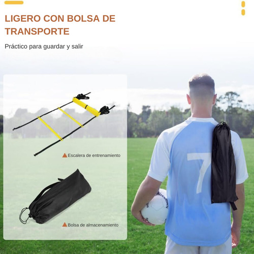 Hirola Escalera De Agilidad, Escalera Deportiva 12 Peldaños Color Amarillo
