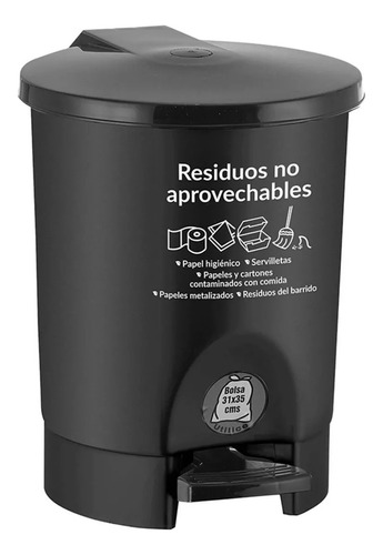 Caneca Plástica 4.5l Negro-no Aprovechables Con Pedal