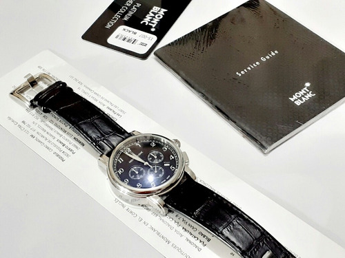 Relógio Montblanc Preto Com Pulseira Em Couro Bovino