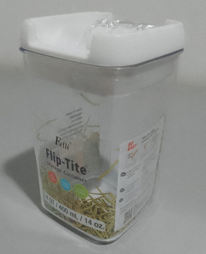 Frasco Contenedor Hermetico Organizador Acrilico 400ml Felli Color Transparente/blanco
