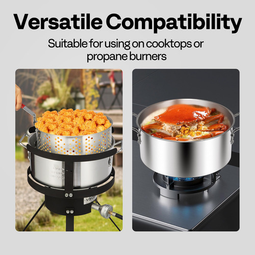 Vivohome Freidora De Pescado 10qt Con Cesta 6.7qt Mmg
