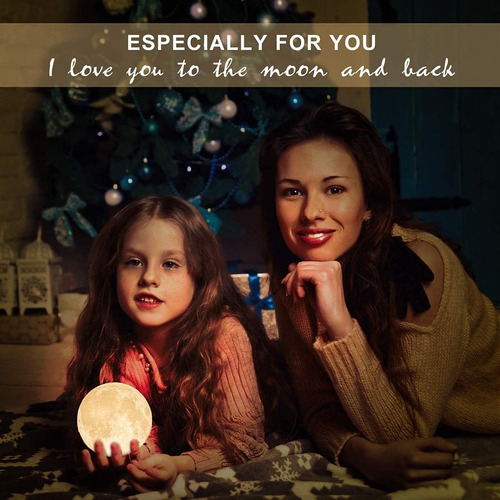 Lámpara De Mesa De Luna Con Luz Nocturna Usb Y Control Tácti