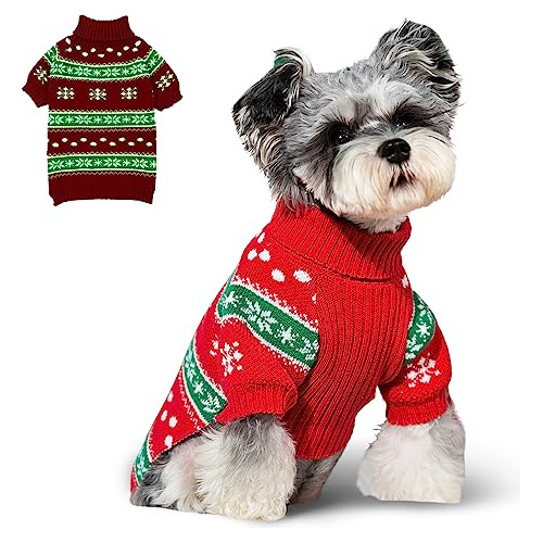 Suéter De Navidad Perros Copos De Nieve Rojos Brillant...