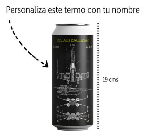 Termo Lata Personalizado 500ml. Star Wars. X-wing