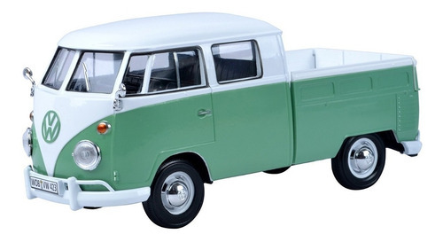 Volkswagen Type 2 (t1) Double Cab Esc 1:24 Motor Max Verde Color Verde/blanco