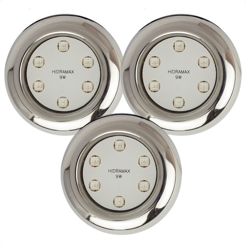 Kit Iluminação Piscina 3 Leds 9w Rgb Inox Small