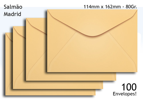 Envelope Carta 114x162 Cor Salmão Cx. C/100