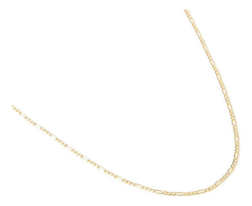 Cadena Figaro 3x1 Bitono 1.5mm 60cm Oro Italiano Solido 10k Color Dorado