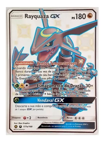 Carta Pokemon Rayquaza Shiny Gx Original Copag Portugues