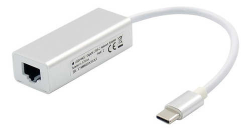 Adaptador Cable Usb Tipo C A Gigabit Ethernet Para Mac O Pc Color Blanco