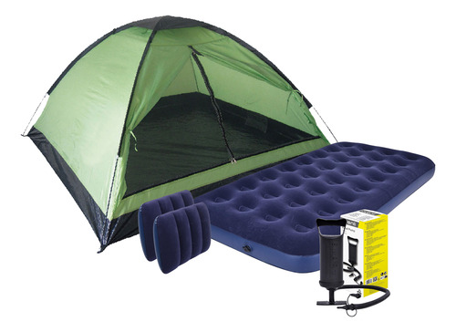 Carpa 4 Per+ Colchon 2 Plazas + Inflador + 2 Almohadas Cuota