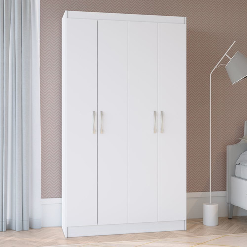 Guarda-roupa Solteiro 4 Portas Lyon 8 Prateleiras 40468 Cor Branco