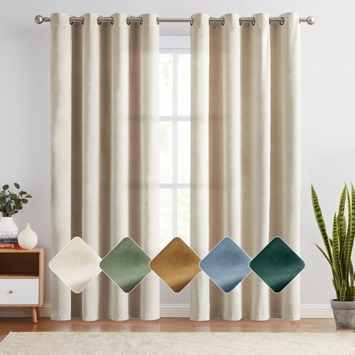 Lazzzy Cortinas De Terciopelo Beige Con Aislamiento Trmico D