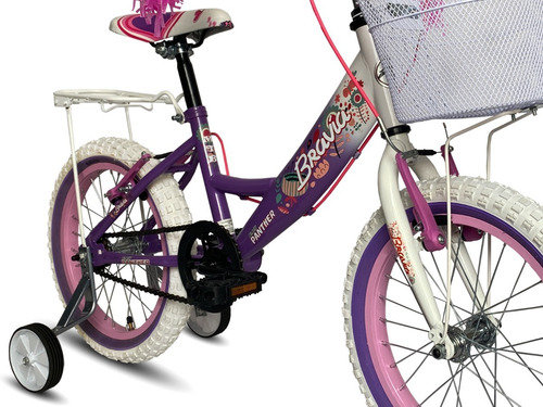 Bicicleta Infantil Bravia Niña Rodada 16 Ruedas Entrenadoras Color Lila