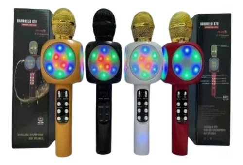 Microfone Youtuber C/ Caixa De Som Grava E Muda Voz Com Led Cor Cinza