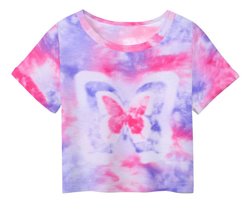 Camiseta De Manga Corta Con Cuello A La Moda Para Niñas Y Ni