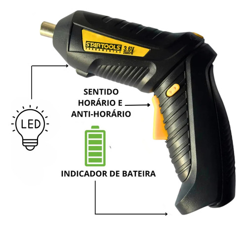 Mini Parafusadeira Recarregável 3.6v Com Kit Bits E Brocas