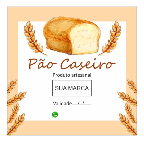 60 Etiquetas Adesivas Personalizadas P Pão Caseiro 5cmx5cm