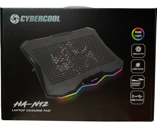 Cooler Para Laptop Gamer Rgb 15.6 Cybercool N12 Ventilador 3