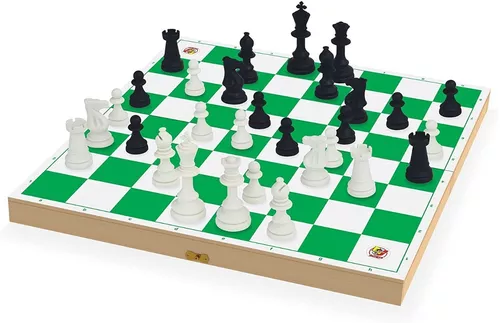 Jogo Xadrez Oficial Em Madeira Mdf 42 Cm - Junges