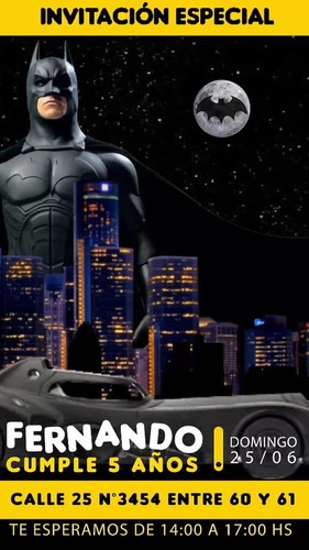 Invitación Batman Digital Tarjeta Video Virtual Cumpleaños