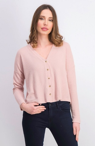 Remera Cardigan Dama Escote En V Hippie Rose 