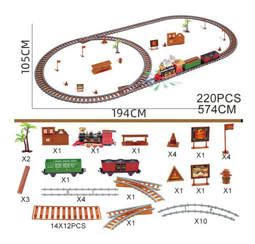 Locomotora De Vapor De Juguete Para Decoración De 220 Pcs