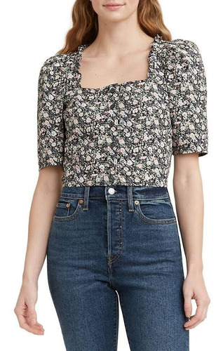 Blusa Levis Joella Algodón Floral P/dama C/botones  Escarola