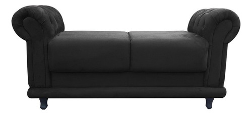 Recamier Barcelona Calçadeira Sued Preto Com Strass